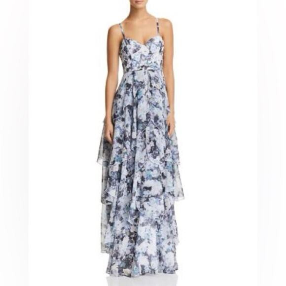 Fame And Partners Catherine Tiered Floral Gown Size 0 New - Picture 1 of 11